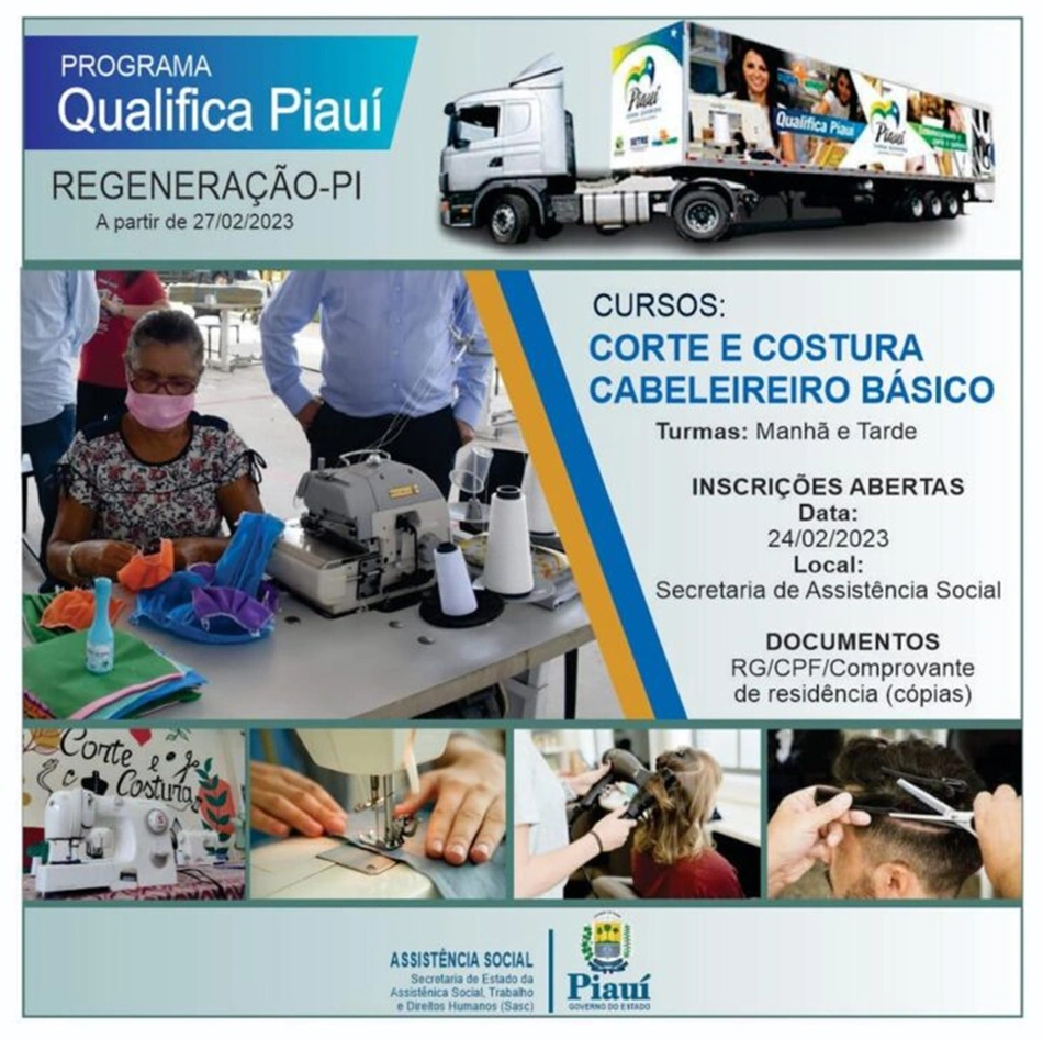Sasc oferece cursos de qualificação em Teresina, Regeneração e Bom Princípio