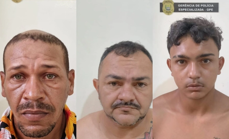 Valmir e os outros dois comparsas, respectivamente