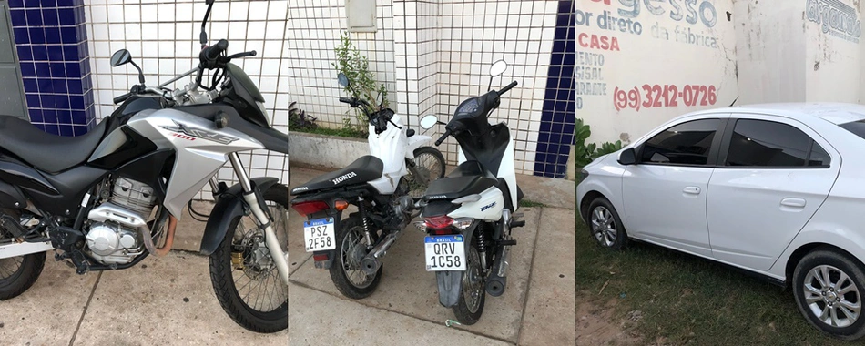 Veículos apreendidos durante o cumprimento dos mandados de busca e apreensão