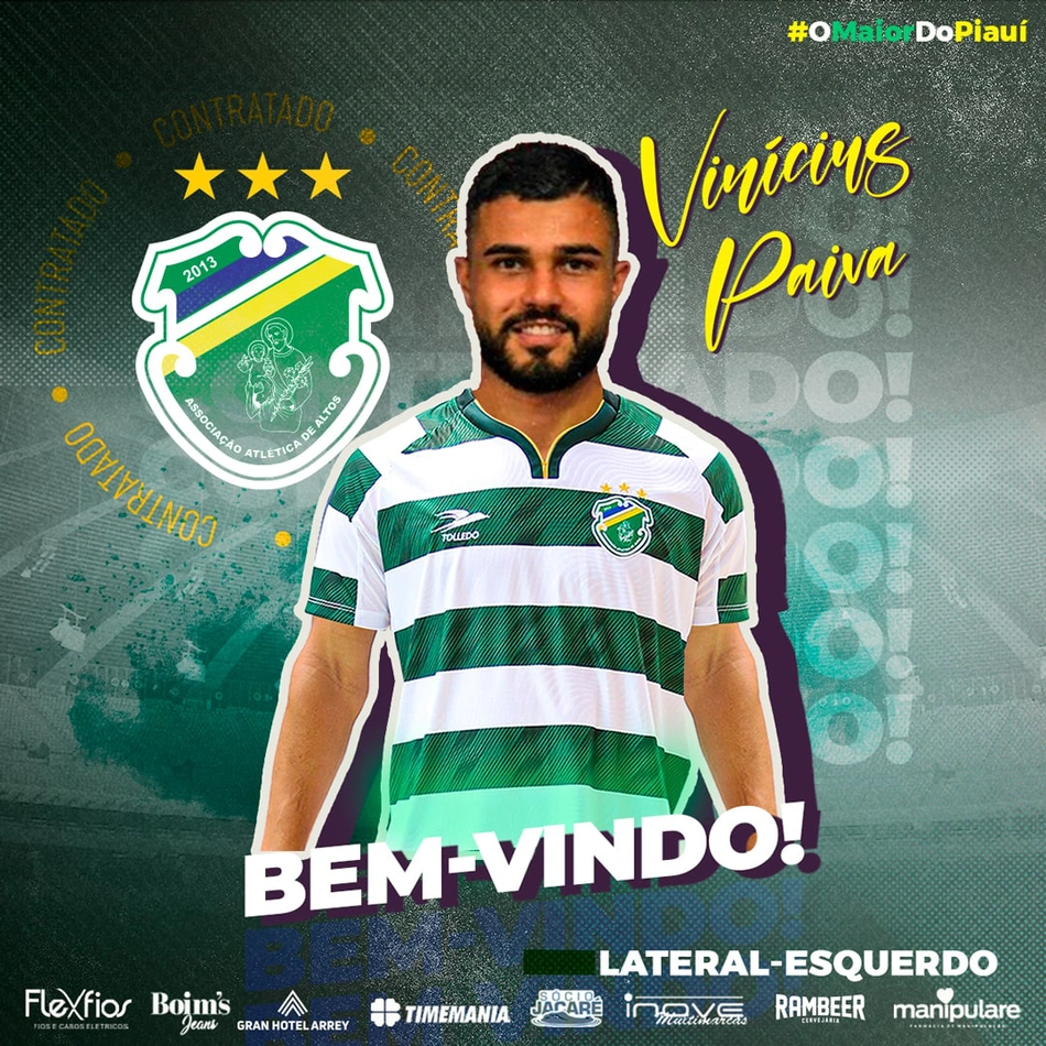Vinícius Paiva foi anunciado pelo Altos nesta segunda-feira (6)