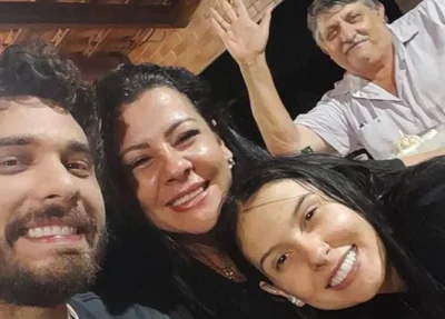 Ana Castela e Gustavo Mioto ao lado da família da cantora