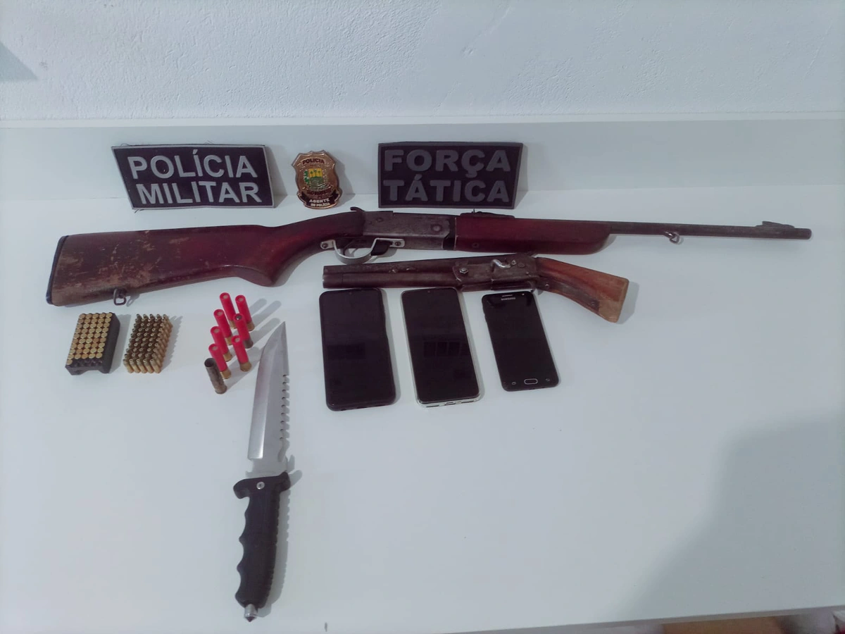 Armas e munições apreendidas em Bom Jesus