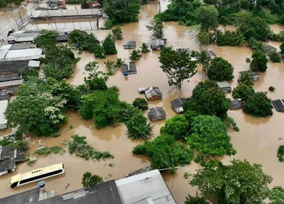 Bairro alagado em Rio Branco