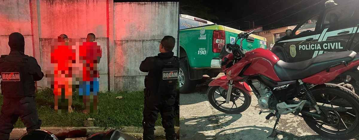 Bandidos caem em blitz e são presos com moto roubada em Teresina