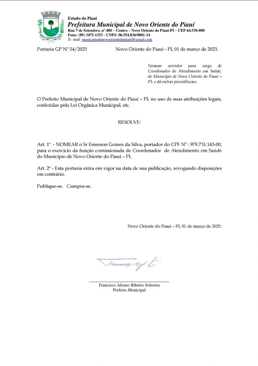 Cargo comissionado de Coordenador de Atendimento em Saúde