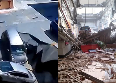Carros que despencaram após desabamento de teto no shopping de Osasco