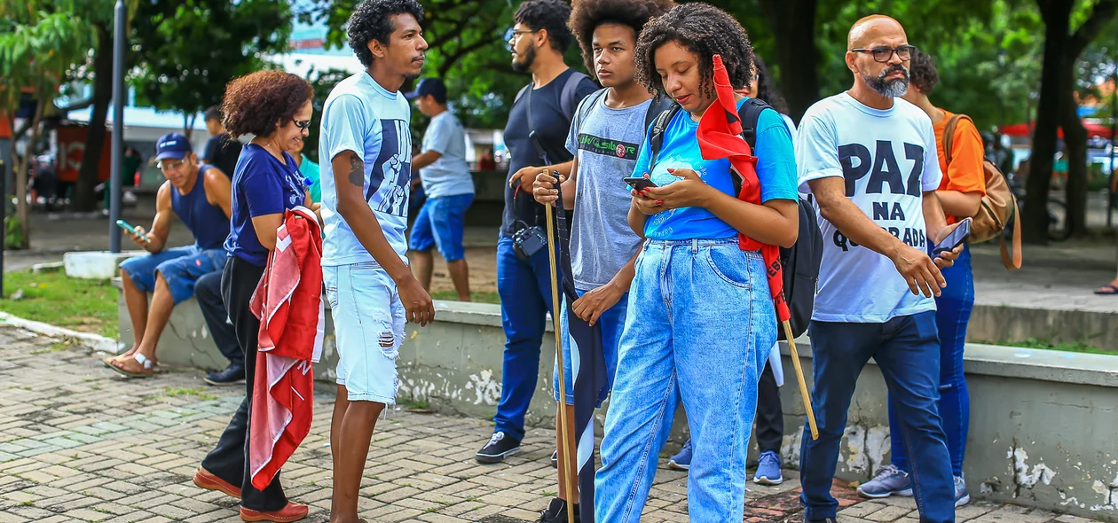 Estudantes na manifestação