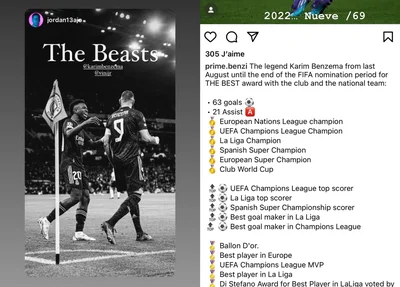 Indiretas postadas por Benzema em seu Instagram