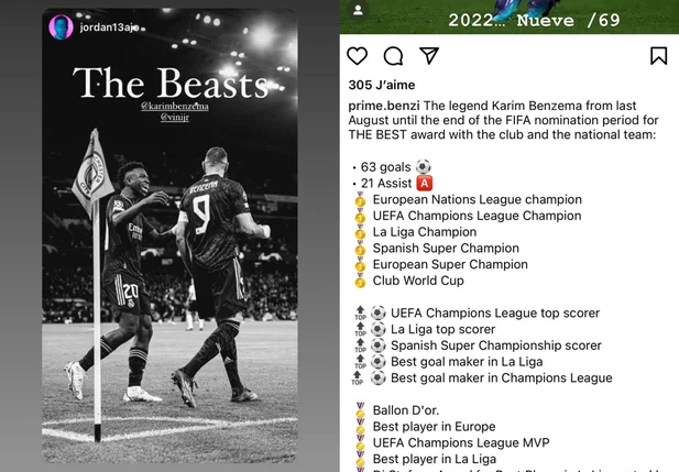 Indiretas postadas por Benzema em seu Instagram