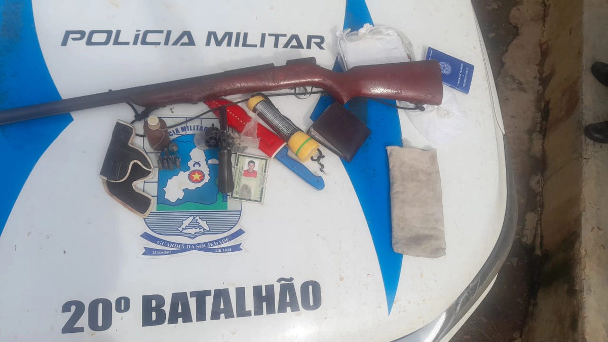 Material apreendido com o suspeito de matar o tio em Paulistana