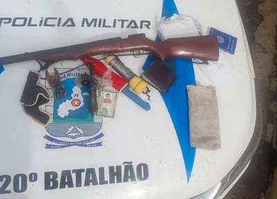 Material apreendido com o suspeito de matar o tio em Paulistana