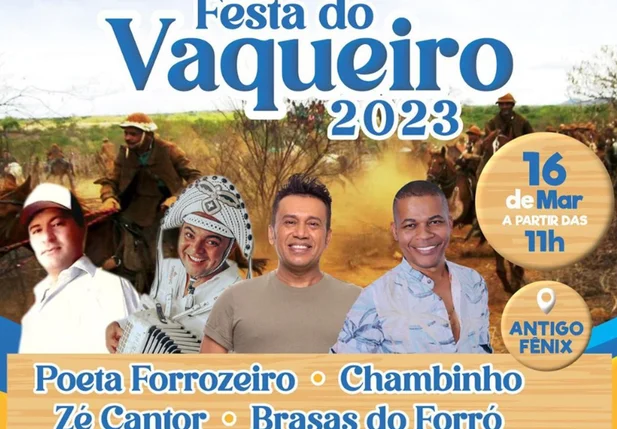 Prefeitura de Altos divulga atrações da Festa do Vaqueiro 2023