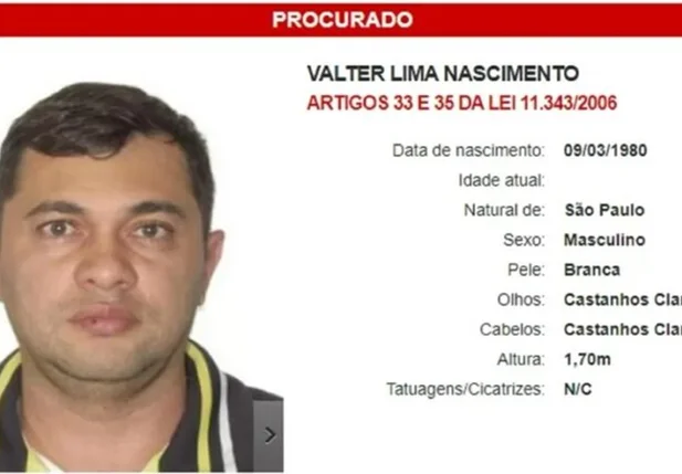 Valter Lima Nascimento foi preso com 400 quilos de cocaína em 2014