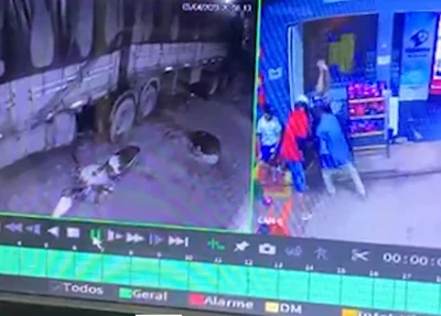 Ação criminosa foi flagrada por câmeras de segurança