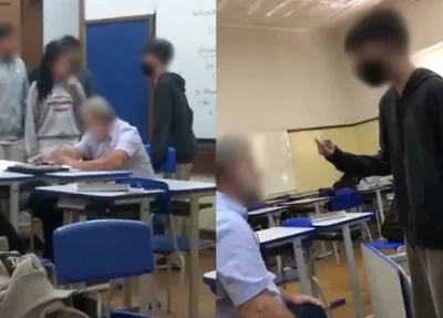Aluno agride e tenta derrubar professor em escola