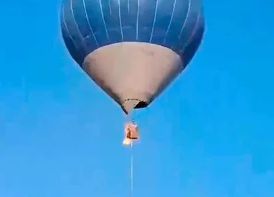 Balão pega fogo com família no México