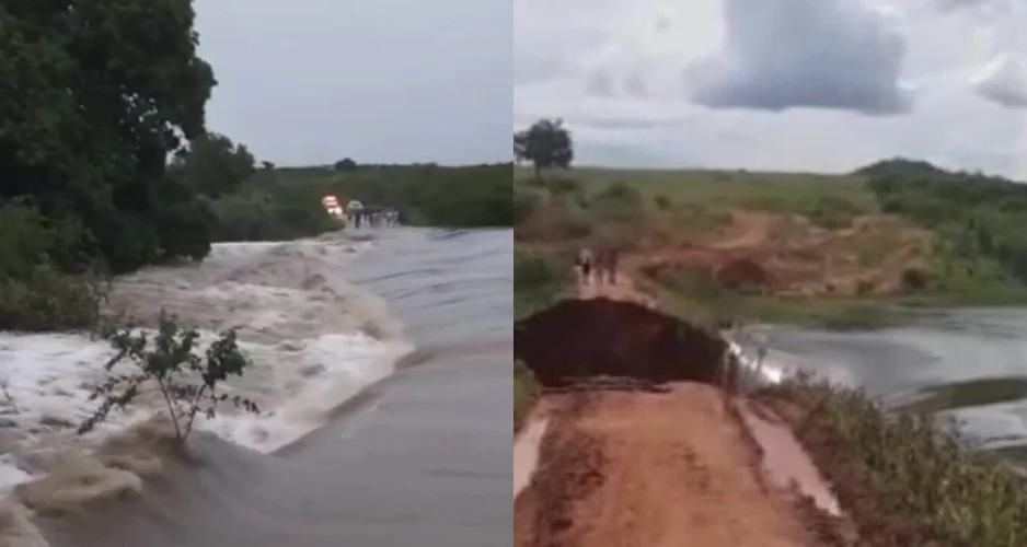 Barragem de açude se rompe em Piquet Carneiro, no Ceará