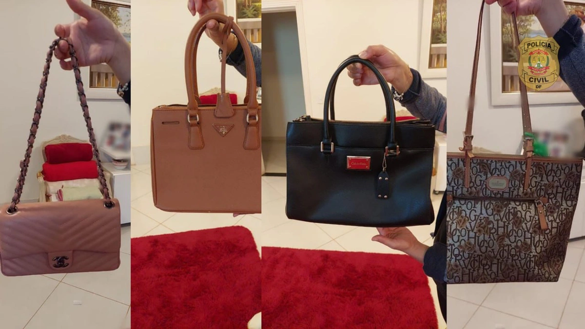 Bolsas de grife que foram subtraídas pelo trio em uma casa de Brasília