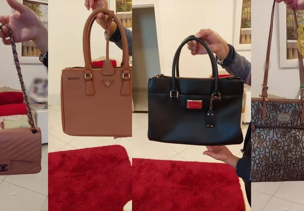Bolsas de grife que foram subtraídas pelo trio em uma casa de Brasília