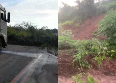 Deslizamento de terra no Rodoanel de Teresina