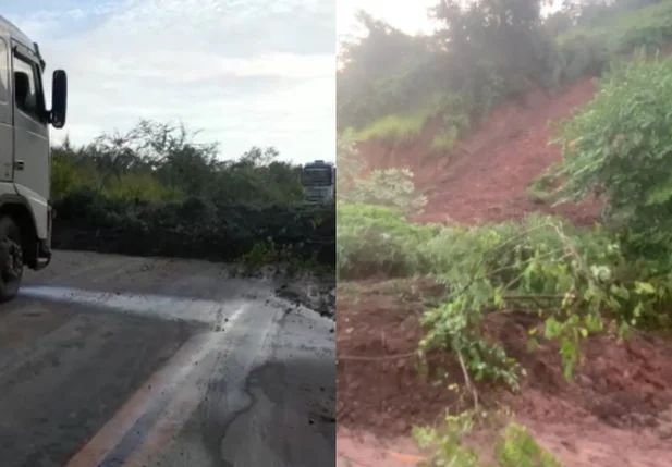 Deslizamento de terra no Rodoanel de Teresina