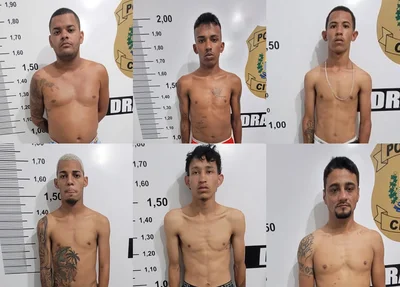 Do canto superior esquerdo ao inferior direito: Matheus de Sousa Santos, Victor Vieira Rocha, João Pedro Alves, Rodrigo Gregório da Costa, Erick Reyjan Pavão Reis e João Pedro de Sampaio Alvarenga