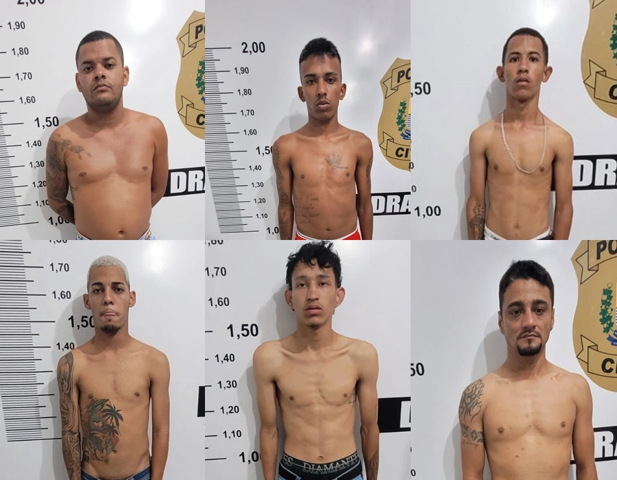 Do canto superior esquerdo ao inferior direito: Matheus de Sousa Santos, Victor Vieira Rocha, João Pedro Alves, Rodrigo Gregório da Costa, Erick Reyjan Pavão Reis e João Pedro de Sampaio Alvarenga