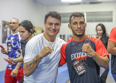 Popó ao lado do atleta Francisco Eduardo