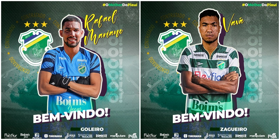 Váva e Rafael foram anunciados pelo Altos como reforços para a Série C