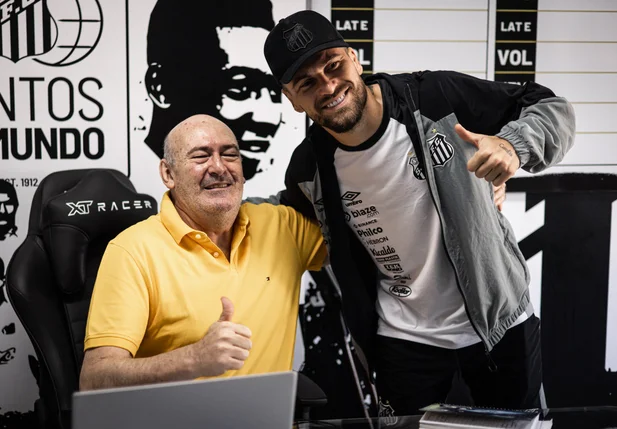 Andres Rueda e Lucas Lima no CT Rei Pelé assinam renovação contratual até 2025