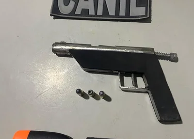 Armas apreendidas em posse do acusado