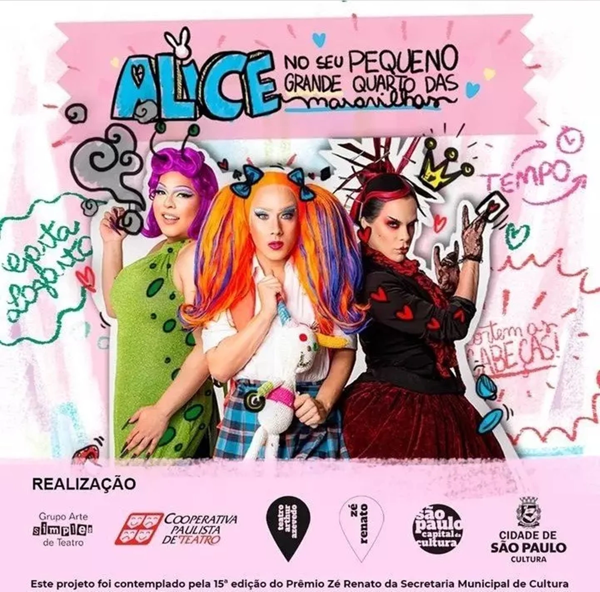 Cartaz de divulgação da peça “Alice no seu pequeno grande quarto das maravilhas"