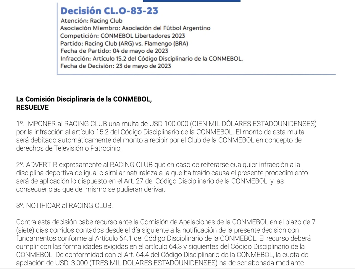 Decisão da Conmebol
