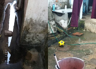 Esgoto nas casas no bairro Ilhotas