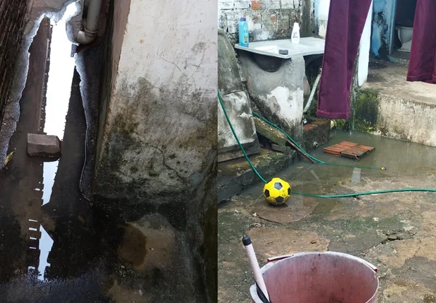 Esgoto nas casas no bairro Ilhotas