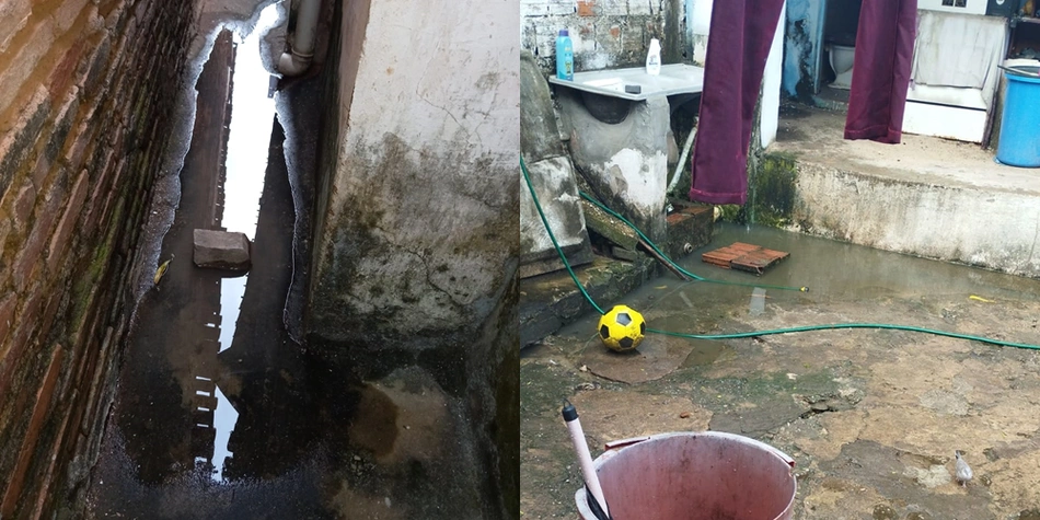 Esgoto nas casas no bairro Ilhotas