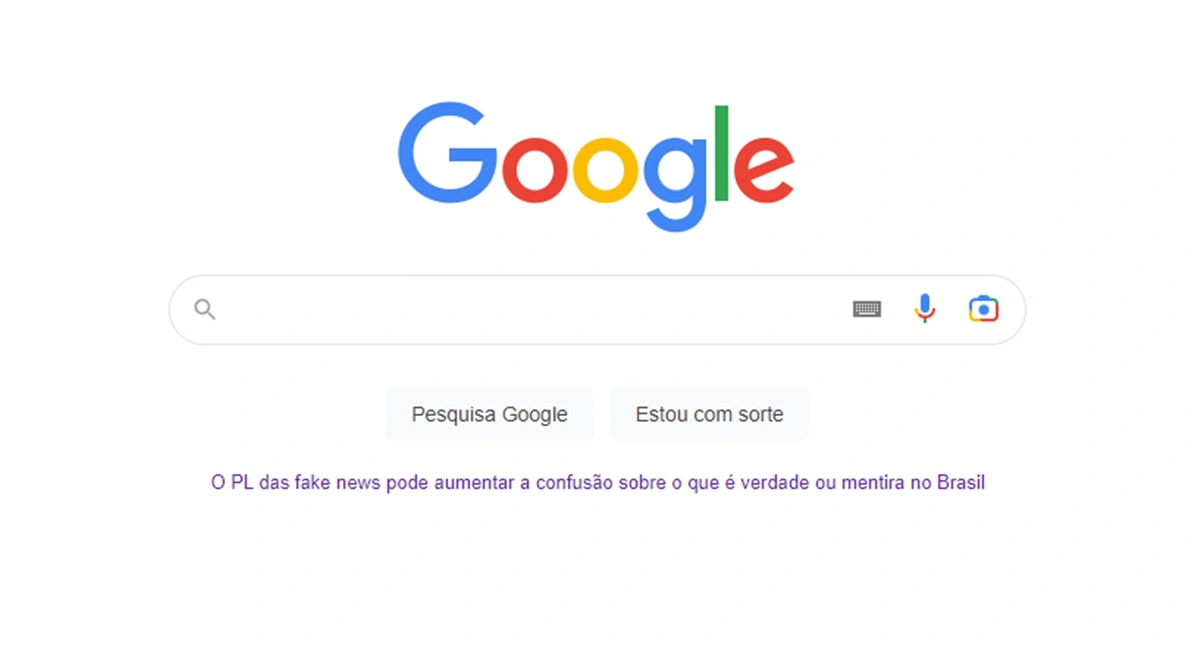 Google mostra mensagem contra PL das Fake News