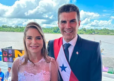 Helder Barbalho e a esposa