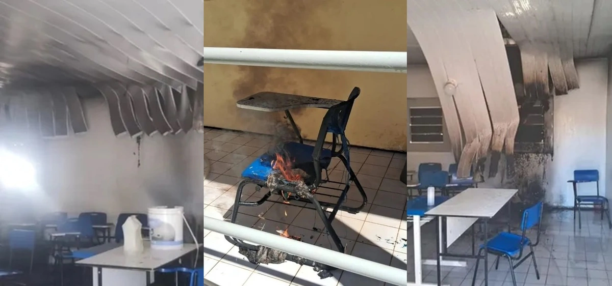 Incêndio causou destruição em uma sala do campus da Uespi em Uruçuí