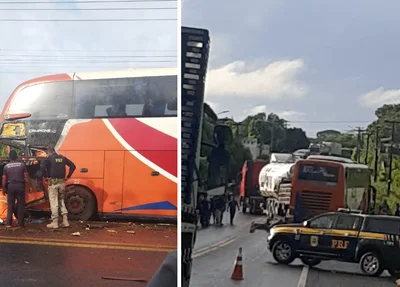 Motorista de ônibus de turismo ficou gravemente ferido em acidente na cidade de Timon