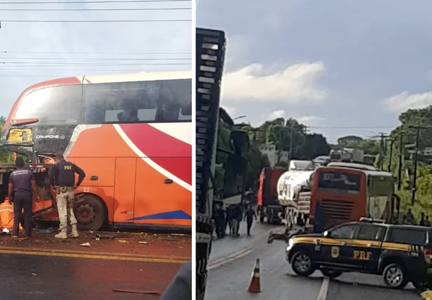 Motorista de ônibus de turismo ficou gravemente ferido em acidente na cidade de Timon
