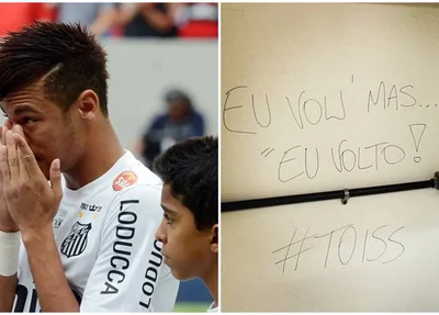 Neymar em sua última partida com o Santos e sua despedida do clube