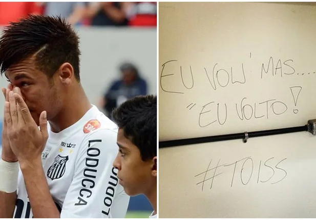 Neymar em sua última partida com o Santos e sua despedida do clube