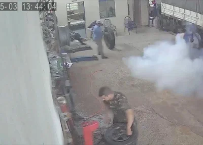 Pneu explodiu em borracharia no Rio Grande do Sul