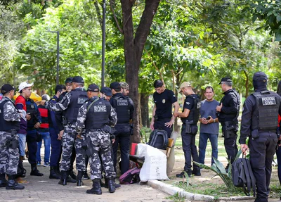 Polícia Militar durante operação no Centro de Teresina