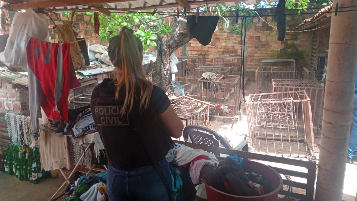 Policiais durante a apreensão