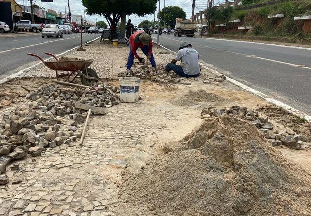 SAAD Sul realiza reparo no canteiro central da avenida Gil Martins