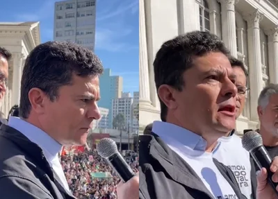 Sergio Moro e Deltan Dallagnol durante a Marcha para Jesus
