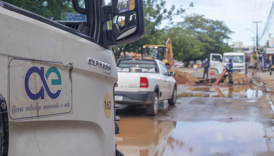 Trecho em obras pela Águas de Teresina