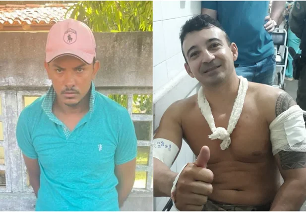 Apolinário Lopes Aguiar e o tenente Madslan Sousa, à direita